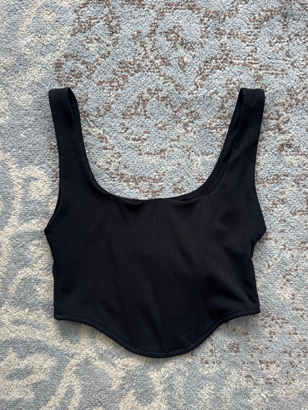 Edit by Nine Square Neck Zip Back Crop Top Black Medium